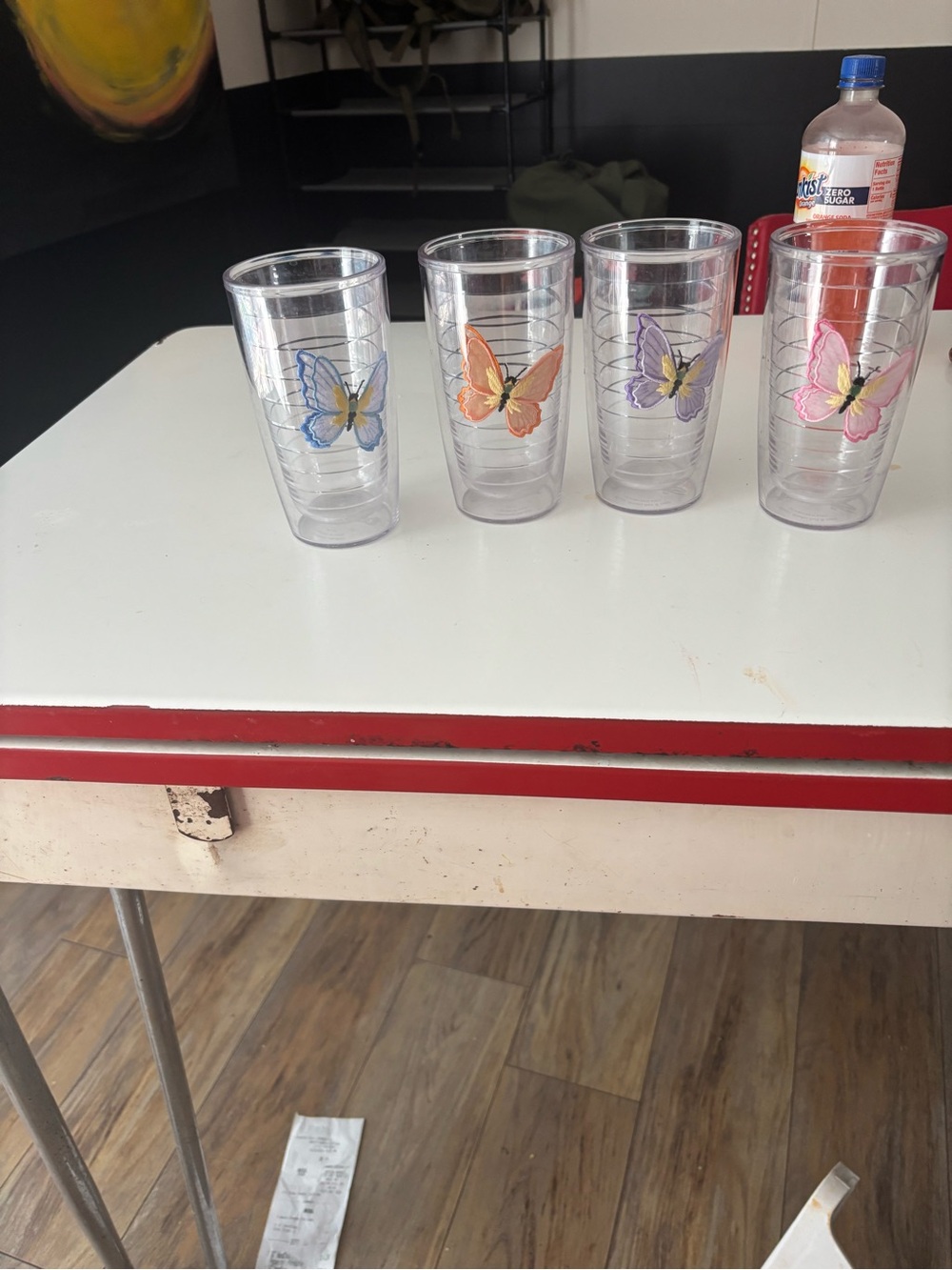 tervis Clear Butterfly Tumbler Set with Blue, Orange, Purple, and Pink Accents